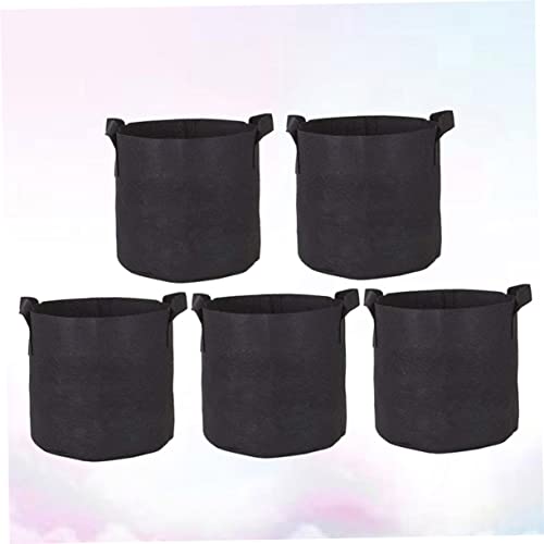 BESPORTBLE 5Pcs Planting Bags Felt Fabric Grow Pots for Vegetables Easy Transplantation Garden Bags with Double Handles Durable Non Woven Cultivation Supplies Black - Image 3