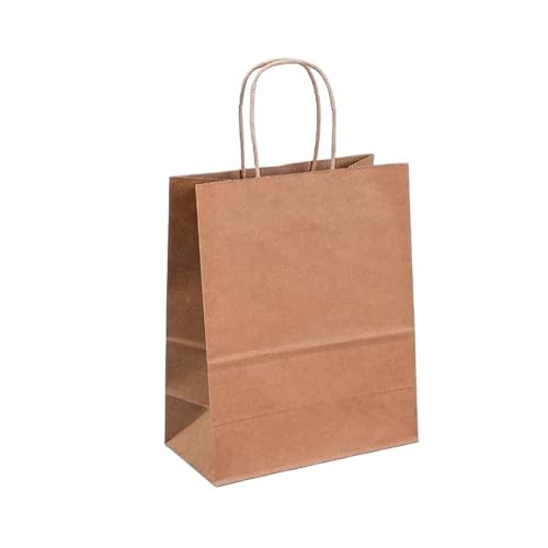 Sac en papier kraft avec poignées marron 21x27x11 cm pour commerce et cadeau
