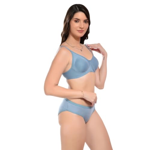 Image of SGC Women Cotton Blend Lingerie Set||Lightly Padded Wirefree Bra & Panty Set||Bridel Set for Women & Girls