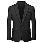 Autsel Mens Blazer Smart Casual Slim Fit One Button Formal Business Suit Jacket Wedding Tuxedo Jackets Black L