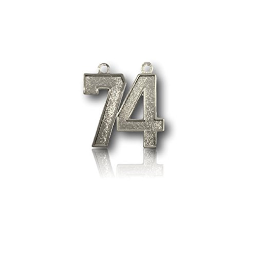 CustomNumberCharms Number 74 Silver Plated Jersey Style Sports Necklace Charm Pendant (0.8