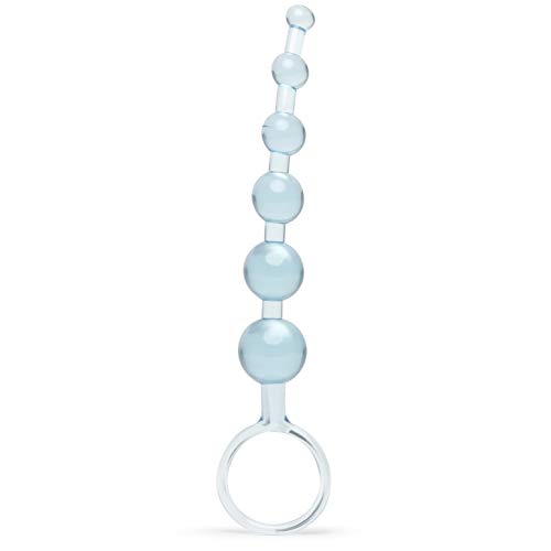 Lovehoney Blue Anal Beads with Finger Loop - Beginner Friendly - 6 inch