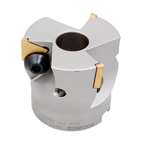 Accusize Industrial Tools 2'' Indexable Face Shell Mill, 90 Degree, Positive Rake, With 3 Pcs Tpg322 Inserts Installed, 3508-0012 #TOP1