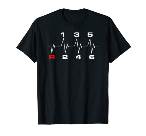 Cambio de marchas de 6 velocidades, transmisión manual, latido del corazón Camiseta