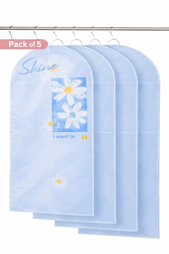 Image of Nibbler Pack of 5 Clothes Hanging Bag, Washable Plastic Wardrobe Storage Bag, Dust Cover Waterproof Closet Organizer (Pack of - 5)