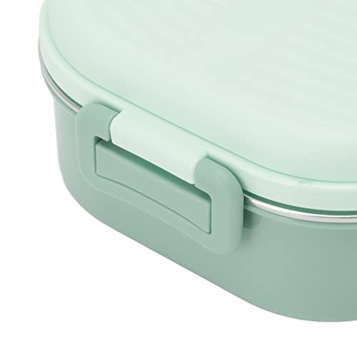 Caja de acero inoxidable doble capa de 1450ml verde contra derrames de comida 6