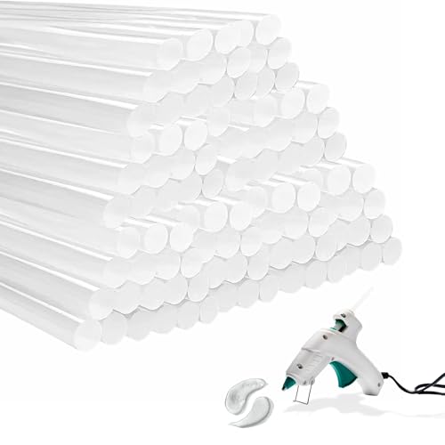 Barras de pegamento en caliente, barra pegamento termofusible, Barras Silicona Caliente, Apto para bricolaje, artesanías, ocio, 7 mm de grosor, 200 mm de largo, Pack 10 unidades