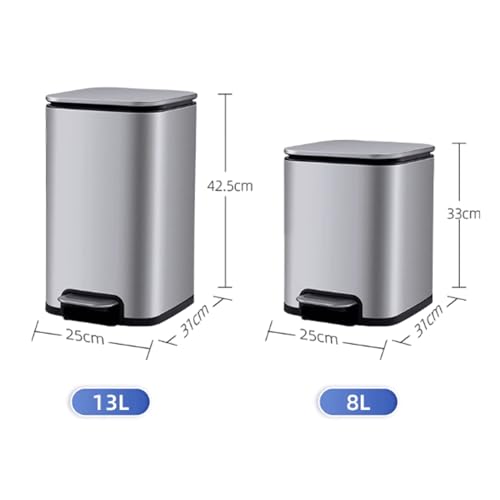Caneca de Basura de Acero Inoxidable con Pedal y Tapa 13L miniatura 2