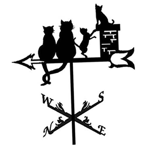 MagiDeal Girouette en métal, girouette de Jardin, Outil de Mesure Professionnel, Support de Toit de Jardin, Utilisation Facile - Chat