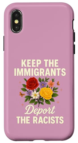 Art de Protestation Floral Floral de Fleurs Sauvages pour empêcher Les Immigrants d'expulser Les racistes Coque pour iPhone X/XS