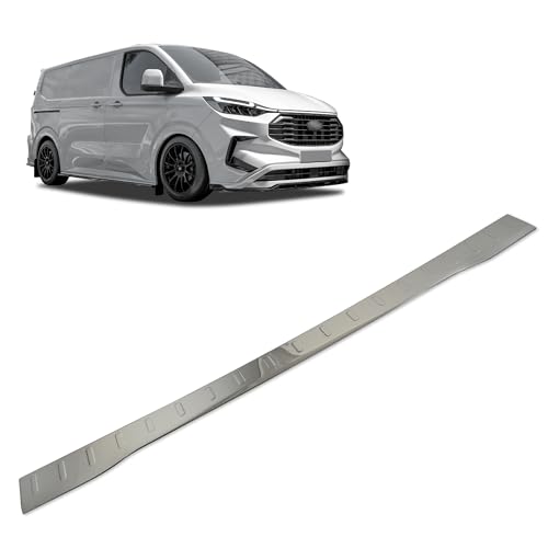 CHROMEMASTER | Protection de Pare-Chocs Arrière Compatible avec Ford Transit Custom 2023+ | Acier Inoxydable, Poli, Chrome Noir ; Protection de Seuil de Coffre pour Protéger Votre Voiture des Rayures