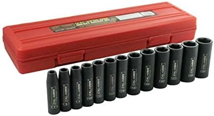 CAL-HAWK AISDCVB133M 3/8" Dr. 6 POINT Metric Deep Impact Socket Set | 13 Piece | Chrome Vanadium Steel | Metric Size Sockets