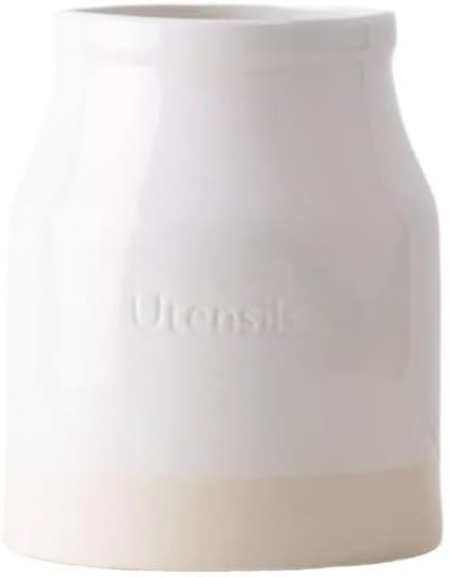 Cutlery Holder Stand Kitchen Utensil Holder for Countertop, 6.8" Large Utensil Caddy Organizer Ceramic Cooking Utensil Crock Silverware Caddy for Farmhouse Decor Kitchen Utensil Holder