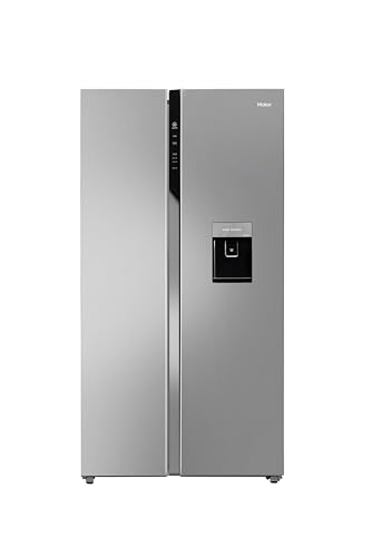 Image of Haier 596 L, Wi-Fi enabled Water Dispenser Frost Free, 2-Door Side by Side Refrigerator with 100% Convertible Fridge Space Inverter Technology (HRS-682SWDU1-2, Steel Shiny)