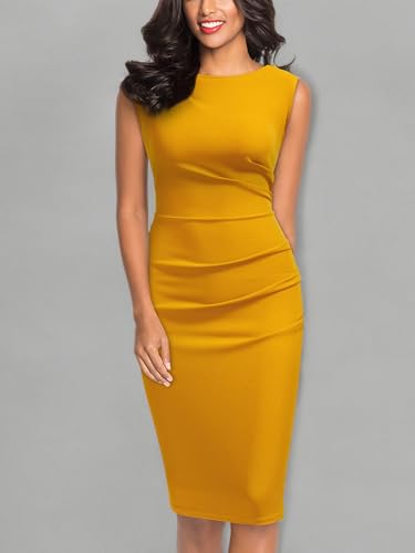 Image of Miusol Women's Retro Ruffle Style Slim Work Pencil Dress
