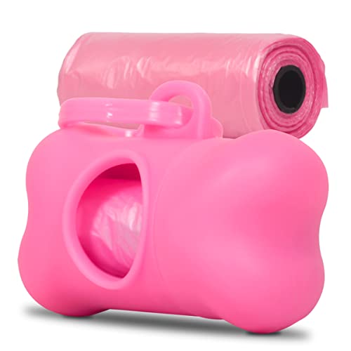 Porta 30 Saquinhos Cata Caca Lixo Pet Com 2 Rolinhos Dispenser Formato de Osso Cachorro Gatos