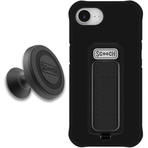 Scooch® for iPhone 16e Case with Stand, Wingman 5-in-1 Kickstand Case, Military Grade Drop Protection, Pop-Out Kickstand, Grip, Wingmount Bundle, Black