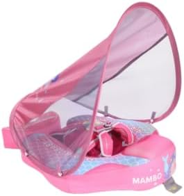 Mambobaby Float Non-Inflatable Baby Float with Canopy, Five-Point Safety System, 3D Canopy(Detachable) UPF 50+, Baby Pool Floats for 3-24 Months, Dual-Mode Toddler Swim Floaties-Mermaid - 1