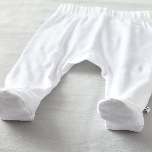Image of HonestBaby Baby 3-Pack Footed Pants Roomy Fit Pull on Bottoms 100% Organic Cotton for Infant Baby Boys, Girls, Unisex