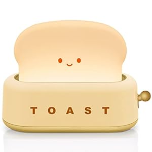 TOOGE Desk Decor Cute Toast Lamp Small Desk Lamp Night Light for Kids Rechargeable with Smile Face Kawaii Decor for Bedroom, Table, Bedside, Desk Gifts for Kids and Adults
