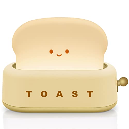 TOOGE Desk Decor Cute Toast Lamp Small Desk Lamp Night Light for Kids Rechargeable with Smile Face Kawaii Decor for Bedroom, Table, Bedside, Desk Gifts for Kids and Adults