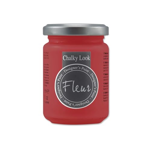 FLEUR DESIGNER'S PAINT | Pittura ad Acqua, Effetto Gesso Naturale, Extra Opaca, Fleur Chalky F27, Colore Tomato Red, Made in Italy, Formato da 130 ml