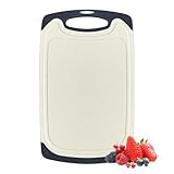 Schneidebrett für die Küche, rutschfestes Schneidebrett mit Saftrillen für Fleisch, Gemüse, platzsparend, spülmaschinenfest, langlebig, Küchenzubehör (Weizen, groß)