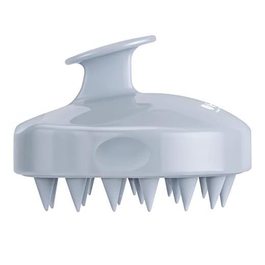 HEETA Scalp Massager Shampoo Brush, Hair Scalp Scrubber with Soft Silicone Bristle for Hair Growth, Upgraded Scalp Brush for Dandruff, Scalp Exfoliator for Women Men Pet Wet Dry Hair (Gray)
