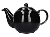 London Pottery Tetera con colador, cerámica, Negro Brillante, 6 Cup (1.2 litre)