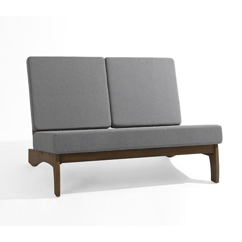 Image of Pia Ricoo 1-Piece Patio Furniture Set, Outdoor Loveseat with 4.5-Inch Thick Cushions, All-Weather Outdoor Sofa for Backyard, Deck, Lawn - Gray (Split Back)