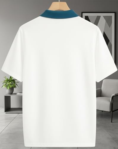 Image of AUSK Men's Premium Polo Tshirt | Cotton Rich Fabric | Zip Collar Tshirts | Half Sleeves | Engineered Knit Design | Regular Fit
