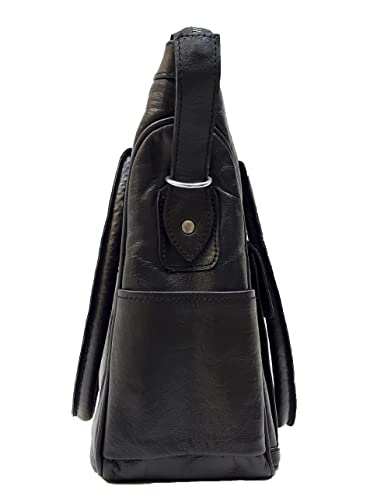 Pascado Vintage Black Leather Tote Purse Satchel Handbag For Women With Zipper And Pockets -Voyage Black #TOP3