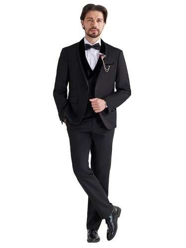 MAGE MALE Men's 3 Piece Suit One Button Tuxedo Set Slim Fit Formal Suit for Weddings, Parties, and Evening Events2