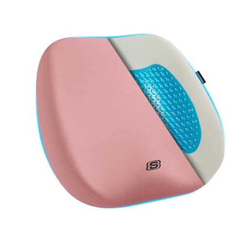 Image of Skechers Seat Cushion Premium Gel & Memory Foam-Office Chair Cushion for Tailbone Pain Relief,Butt Pillow for Office Chair,Car seat Cushion,Long Sitting Office Workers,and Car Drivers,Pink