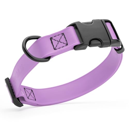 Image of Dogline Biothane Waterproof Dog Collar with Quick Release Buckle Strong Coated Nylon Webbing with Odor- Proof for Easy Care Easy to Clean Fits Small Medium Large Dogs, Amethyst Purple 5 /8 inch W 9-14 inch L
