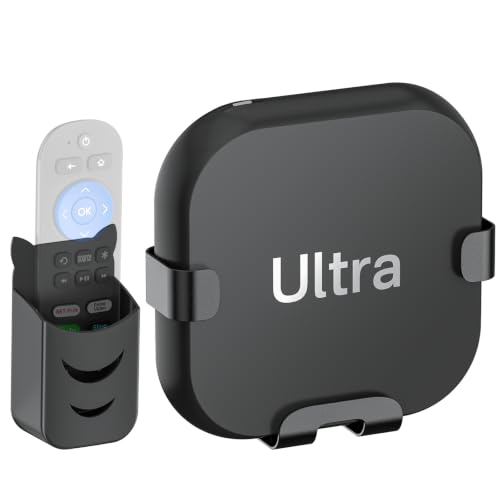 Metal Streaming Device Holder for Roku Ultra Mount to Mounted Back of TV or On The Wall with Remote Holder - Space Saving Mount for Roku Ultra Holder (Compatible with All Roku Ultra Models)