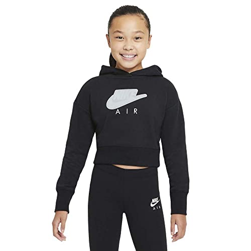 Nike DA1173-010 G NSW AIR FT CROP HOODIE HBR Sweat girls black/white/(white) L