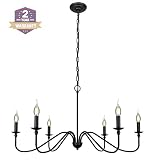 Black Chandelier RC Ceiling Light Fixture -6 Light 36 inches-Modern Farmhouse Apply to Chandeliers f