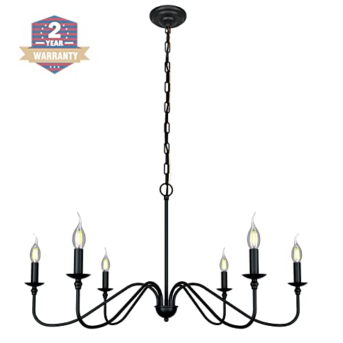 Black Chandelier Rc Ceiling Light Fixture -6 Light 36 Inches-Modern Farmhouse Apply To Chandeliers For Dining Room Lighting,Living Room,Bedroom,Foyer #TOP1