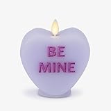 Luminara Candy Heart Be Mine Gentle Lavender Candle- Flameless Real-Flame Romantic Battery Operated LED Decor- Valentine's Day Collection- 3.5" x 4.5"