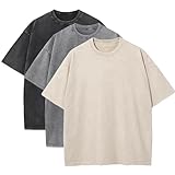 Men's Cotton T-Shirts Oversized Unisex Short Sleeves Casual Loose Wash Solid Basic Tee Tops