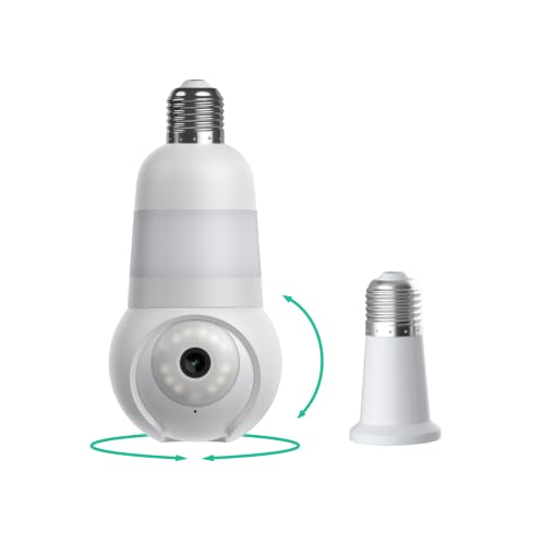 Luna Light Bulb Security Cameras Wireless Outdoor Indoor 360 Pan Tilt Color Night Vision LED Bulb & Spotlight 2.4GHz & 5GHz Wi-Fi 6 Porch Light Cameras for Home Security