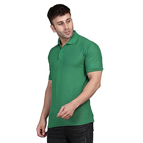 Image of INKKR Men's Solid Regular Fit T-Shirt (Rug B Polo(P.Green-Royal) M