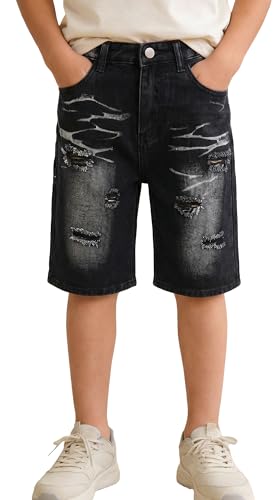 SEAUR Short Déchiré Garçon Enfant Jean Coupe Droite Été Denim Pantalon Court Ado Bermudas...