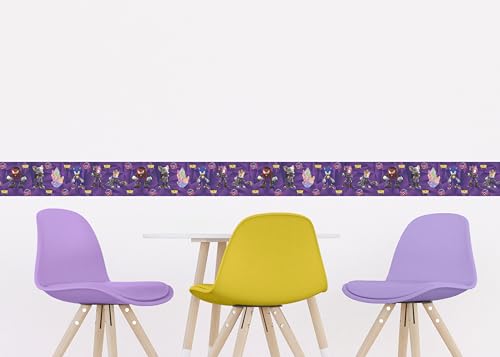 Selbstklebende Bordüre Sonic Prime AG Design, AWBD 8040 | Wasserfest Kinderzimmer Wand Aufkleber Dekoration | Wandbordüre für Mädchen und Junge | Folie, Mehrfarbig | Breite 500 cm x Höhe 13.8 cm