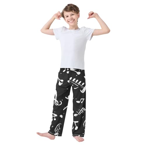 ZZXXB Music Note Print Boys Long Pants Soft Trousers Elastic Waist Kids Lounge Bottoms with Pockets S-XL3