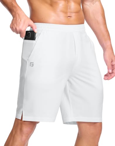 Image of GGJ Men's Lightweight Athletic Shorts with 2 Zipper Pockets 7 inch /9 inch /5 inch Gym Workout Running Quick Dry Tennis Shorts for Men