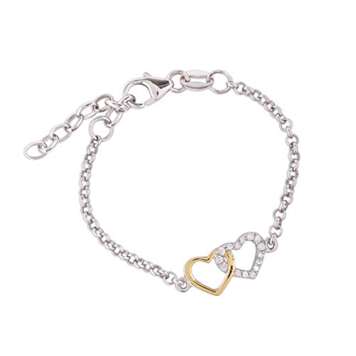Image of Cherished Moments 14K Gold-Plated and 925 Sterling Silver Mom and Me Double Heart Bracelet for Mothers and Daughters (Sold as a Set or individually)