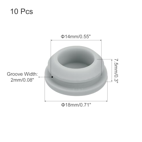 Image of MECCANIXITY 10pcs Silicone Snap in Locking Hole Plugs,14mm /0.6 Inch Mounting Diameter Narrow Groove Width 2mm Panel Seal Cover Round for Kitchen Bulkheads Waterproof Sealing Plugs Grey