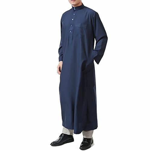 Niiyyjj Men's Saudi Arabic Thobe Jubba Ramadan Muslim Robes Middle East Islamic Stand Collar Kaftan4